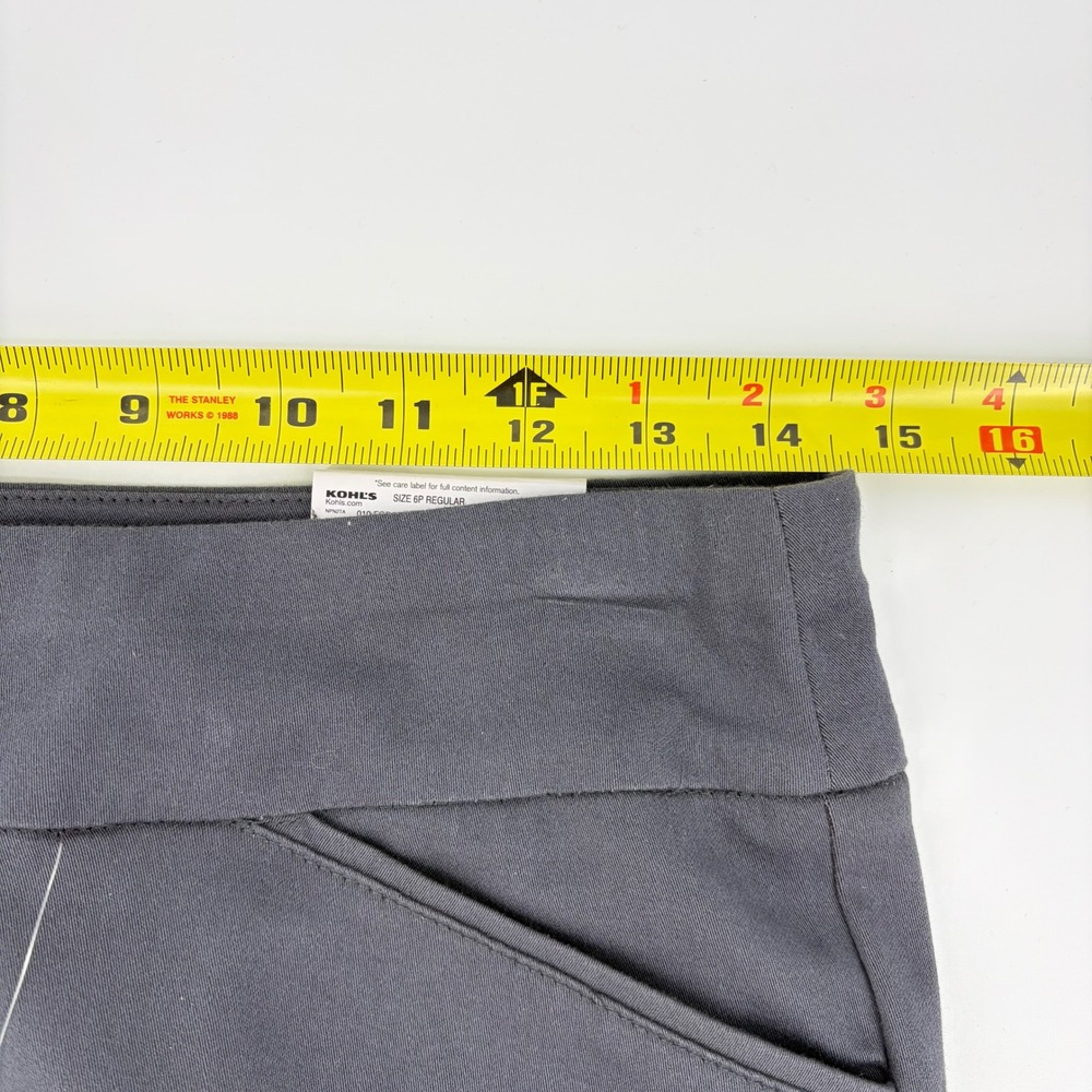 Croft & Barrow Effortless Stretch Pants‎ Gray Straight Leg Mid Rise 6P Sleek - Picture 8 of 9
